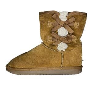 Girls Koolaburra By UGG Victoria Short 1019372 Suede Winter Boots Size 4 Brown